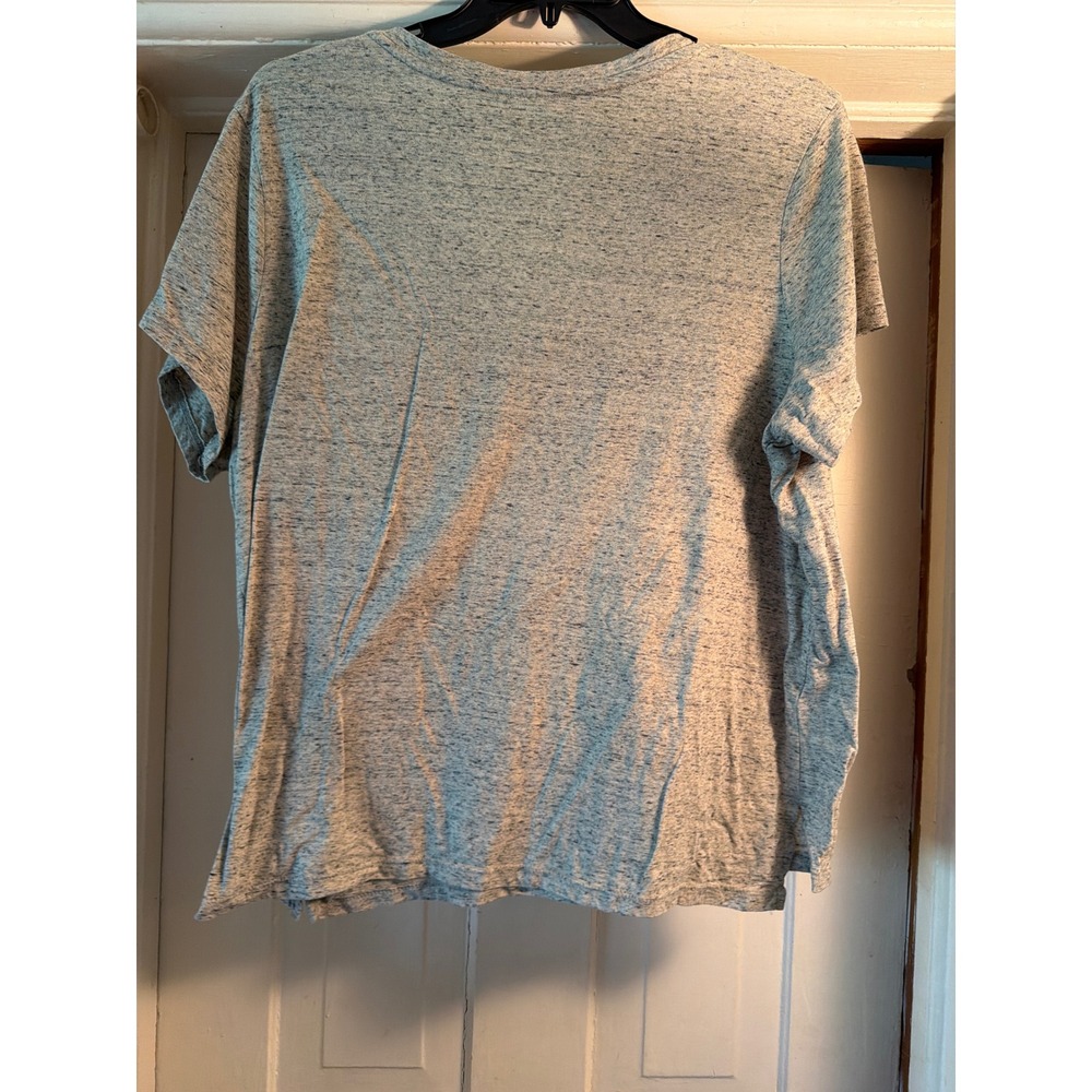 Falls Creek Womens 2X Gray Heathered V-Neck Short Sleeve T-Shirt Space Dye Tee - Picture 3 of 6